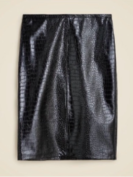 Nwt J Crew Faux Croc Black Pencil Skirt